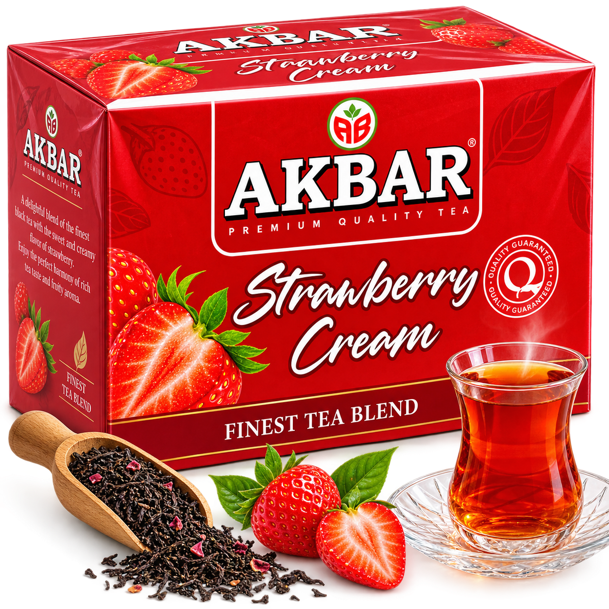 چای مراکشی توت‌فرنگی 5 کیلو گرم AKBAR Strawberry Cream | چای سیاه با طعم توت‌فرنگی